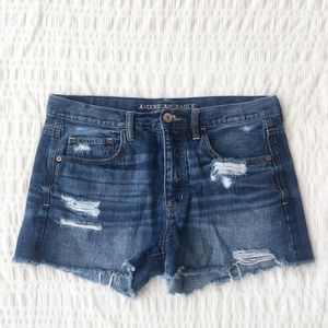 American Eagle Distressed Dark Wash Denim Shorts 8